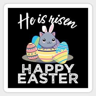 Cute Cat Bunny Ears Easter Egg Hunt Risen Bible Sticker